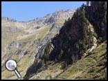 This part of the landscape is close to the Forno glacier and the right turn might have been made before the mountain in the background.