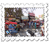 Cycle rickshaws outside Delhi’s Jwala Heri market.