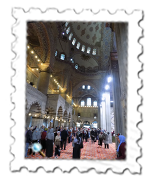 Inside Istanbul's Blue Mosque.