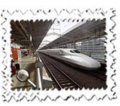 A Shinkansen arrives into Kyoto Station