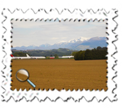 Aircraft at Tarbes Airport with the Pyrenees in the background