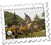 Reclining Buddha in the background of Buddha Park