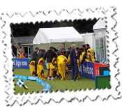 The victorious Papua New Guinea side took to musical instruments to celebrate their win