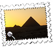 One of the pyramids at sunset