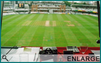 The B.B.C commentary box at The Oval after the NatWest quarter-final between Surrey and Lancashire in 2000