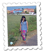 Pooja looking as colourful as the Goan background