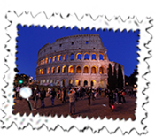 The Colosseum at night.