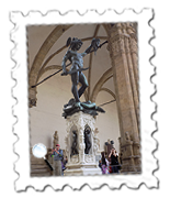 Perseus holding Medusas head in the Loggia dei Lanzi, Florence