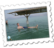Floating in the Dead Sea on the Israeli side at En Gedi