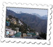 View of the Dhauladhar mountains from within The Dalai Lama's monastery