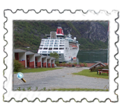 View from Fjorden Camping at Homlong near Geiranger