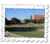 The JFK assassination area showing the former Book Depository to the right