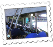 One of my quiz questions for Reliance appears on Bangalore's giant screen at a World Cup match