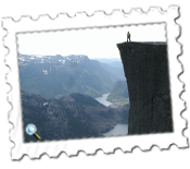 The daunting drop towards the Lysefjorden from Preikestolen