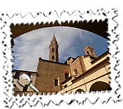 The Badia Fiorentina and Bargello Towers from the Badia Cloisters.