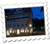 The Silberhorn in Wengen at night with the Jungfrau behind