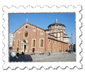 The refectory to the left of the Basilica Santa Maria Delle Grazie houses da Vinci's The Last Supper