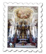 The inside of the beautiful St. Peter and Paul Church in Gotzens.